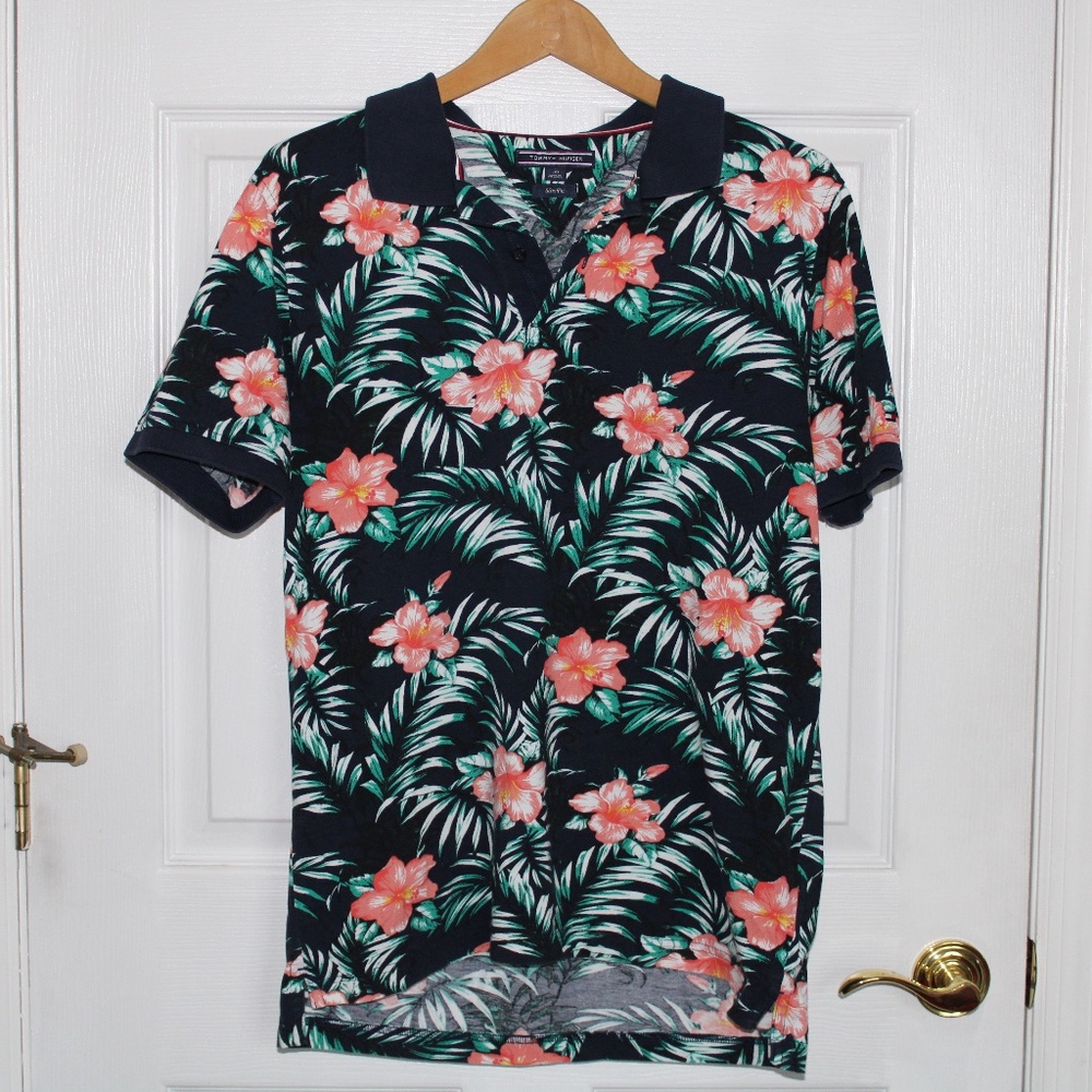 Tommy Hilifger Floral Print Slim Fit Polo